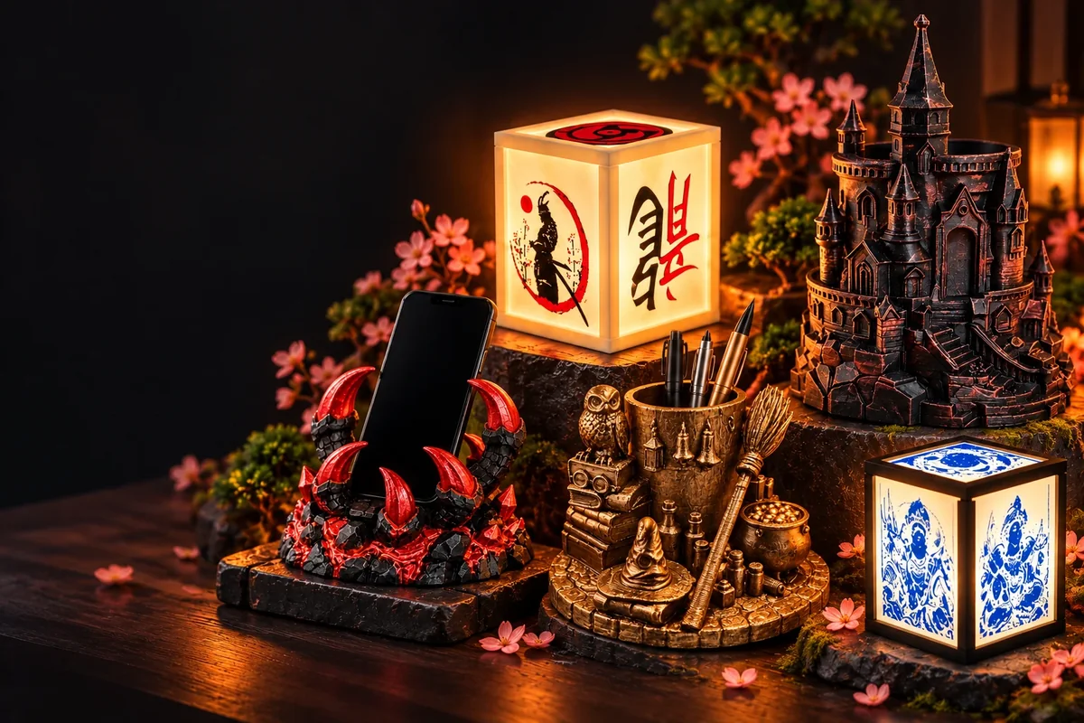 Craftytoon lamps and desk pieces