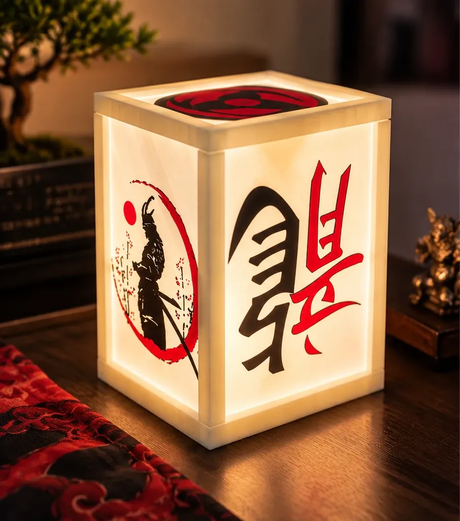Anime shadow lantern with illuminated artwork